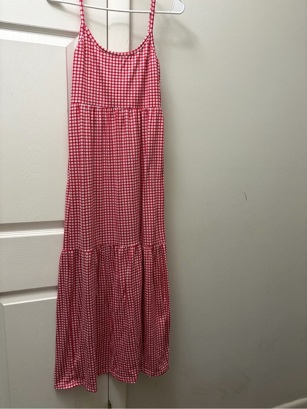 Red Gingham Tiered Maxi Sundress